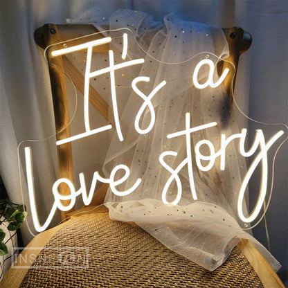 It's a Love Story Neon Light Sign for Wedding Party Wall Decor LED Neon Signs Room Bedroom Wall Decoration Neon Lamp USB Power Good Vibrations