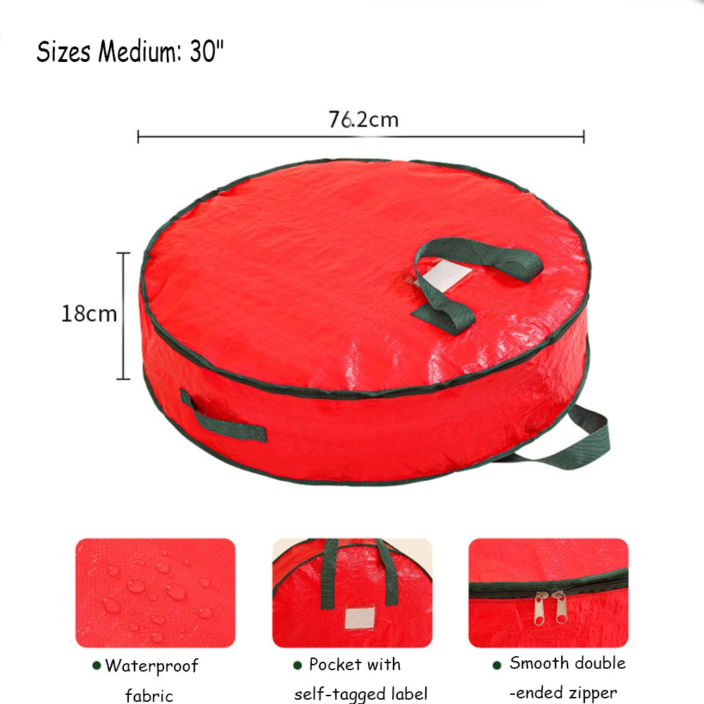Durable Foldable Christmas Wreath Storage Bags Waterproof Dustproof Round Decoration Storage Bag with Handles Storage Bag Good Vibrations