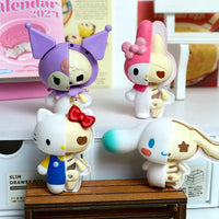 Sanrio Half skeleton Blind Box HelloKitty Kuromi Melody Cartoon Character Figures Dolls Cinnamoroll Cute Model Collection Toy Good Vibrations