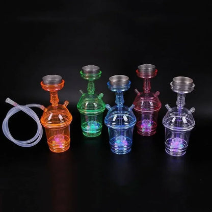 CRUSHER Cute Car acrylic hookah smoking cups with LED lights in various colors.