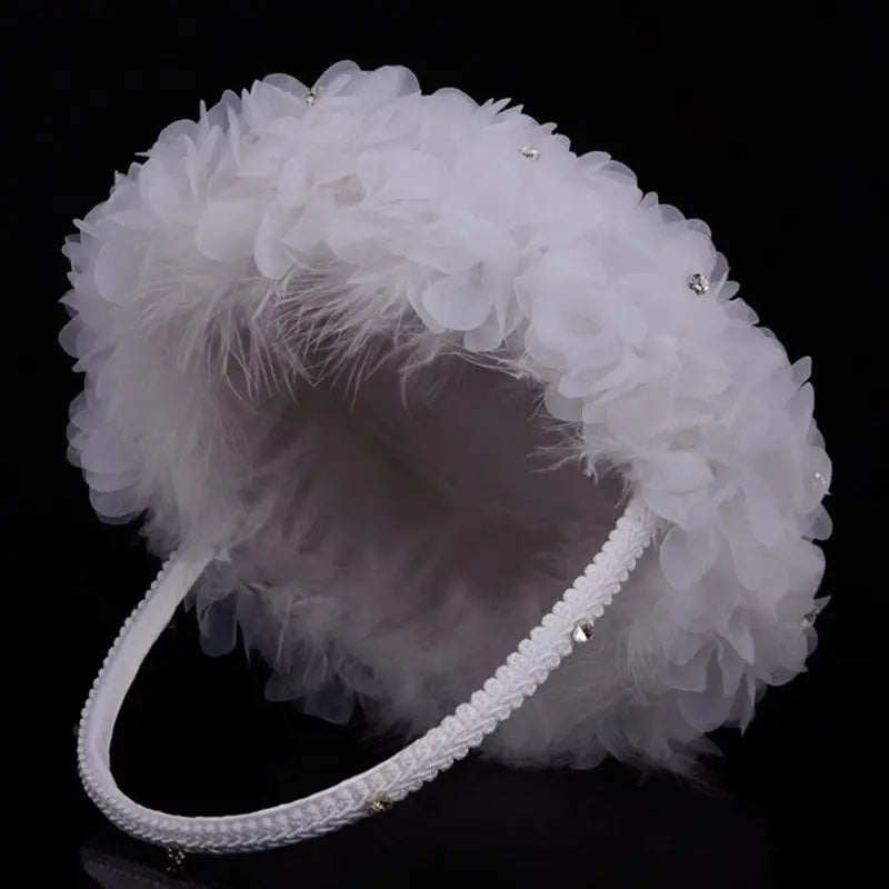 Flower Girl Baskets The Fabric Lace Decoration Cute Handle Flower Girl Basket White Flower Basket for Wedding Decoration Good Vibrations