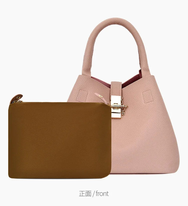 Woman shoulder bag Large capacity Handbag for Women Crossbody bag Lychee pattern PU Portable bucket bag ladies messenger bags Good Vibrations