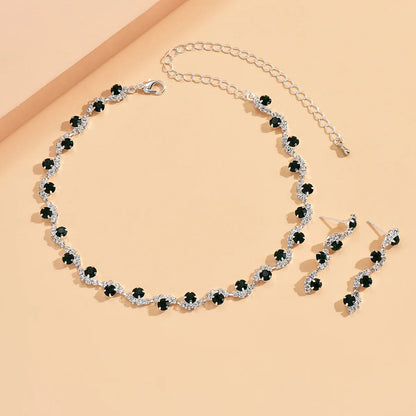 BLIJERY elegant royal blue crystal rhinestone choker necklace earrings jewelry set charm vintage wedding accessories for women Good Vibrations Adult Super Store