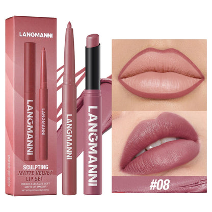 Integrated waterproof lipliner+lipstick lipstick lipstick set,no smudge,no fade,no cup,durable,easy to create a perfect makeup! Good Vibrations