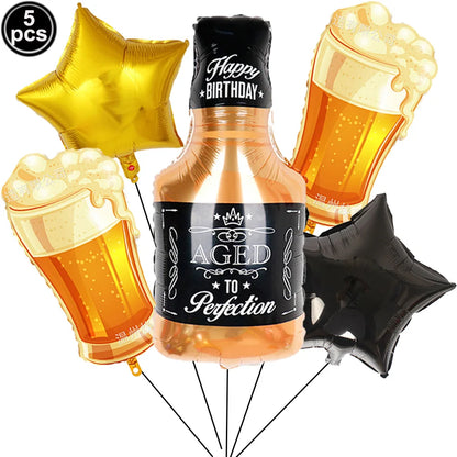 Whiskey Birthday Party Decorations Balloons Hanging Swirls Tablecloth Beers 30th 40th 50th Whiskey Birthdayy Party Decorations Good Vibrations