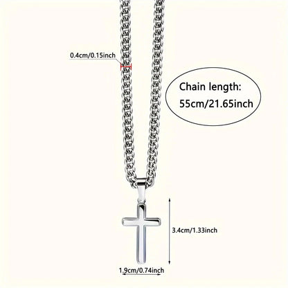 Cross Cuban Chain Necklace for Son, Popular Men's Necklace, Perfect for Birthdays Gift, Graduation Gift & Special Occasion Good Vibrations