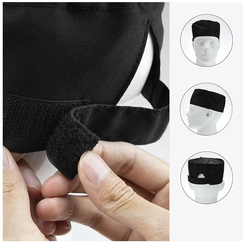 Chef Hats for Men Women Chef Beanie Cook Caps for Japanese Korean Style Cuisine Hats Thick Thin Net Flat Cap for Sushi Waiter Good Vibrations