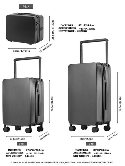 20+14"24+14" Luggage Set with USB & Cup Holder TSA Lock 360° Wheels Side-standing foot hook PC+ABS Suitcase Foldable Travel case Good Vibrations