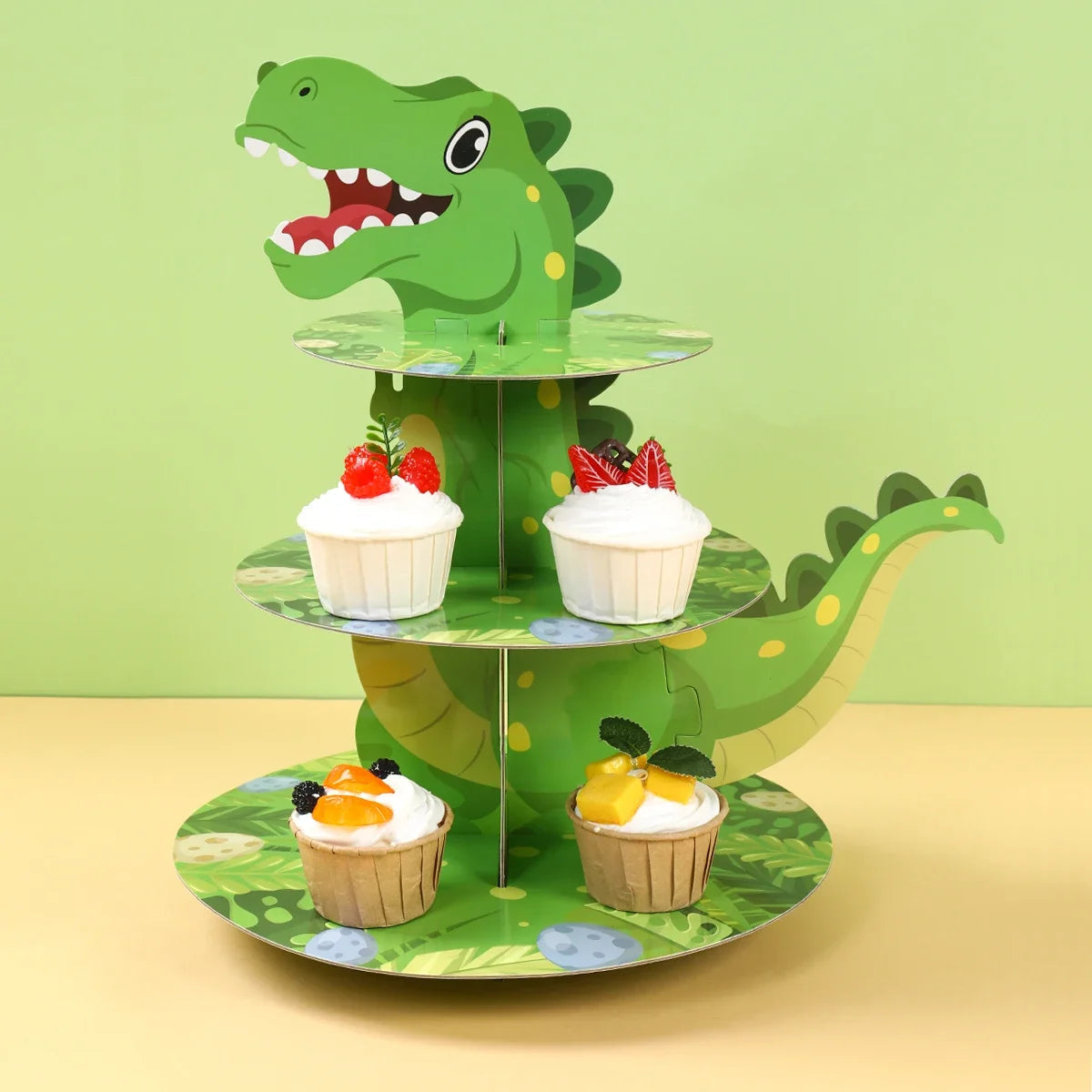 Dinosaur Cupcake Stand Birthday Party Decoration Kids Boy Girl Dino Wedding Birthday Party Supplies Favors Baby Shower Decor Good Vibrations