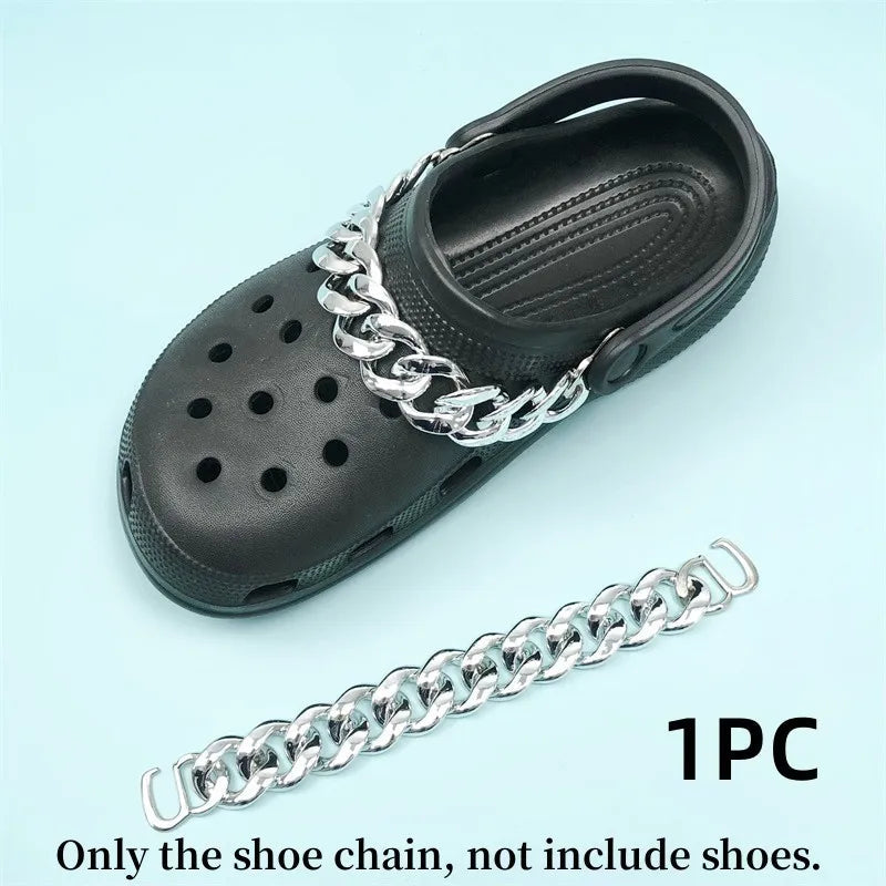 Women Shoes Chains Buckle Charms Croc Clog Sandals Hole Shoes DIY Detachable Chain For Kids Boys Girls Gifts Shoes Decorations Good Vibrations