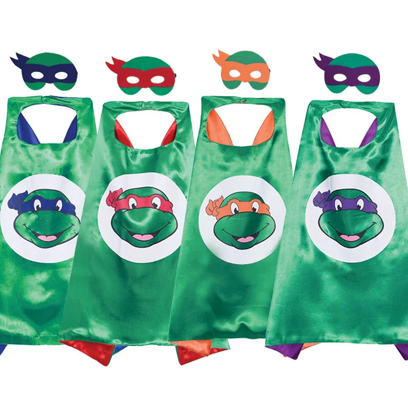 Cartoon Ninja Turtle Cloak Toy Set Halloween Character Party Cosplay Costume Mask Cloak Kid’s Toys Ninja Mask Set Good Vibrations