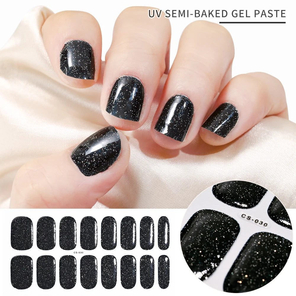UV Semi-Cured Gel Nail Wraps Stickers Strips French Long Lasting Full Cover LED Gel Semi Cured Nail Sliders For Nail Extension & Good Vibrations