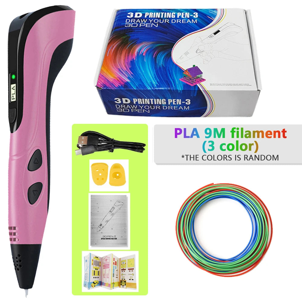3d Pen for kids Creatived Toy DIY 3D Printing Pen Type-C Rechargeable 3D Pens Set with 200M PLA Filament for Children Gift Good Vibrations