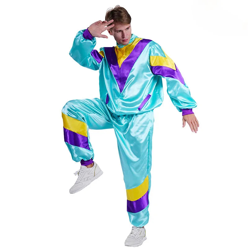 Cosplay Women Disco Suit Fancy Dress Hippie Costumes Men Disco Tracksuit Couples for Costumes Clothes Adult Carnival Costume Good Vibrations