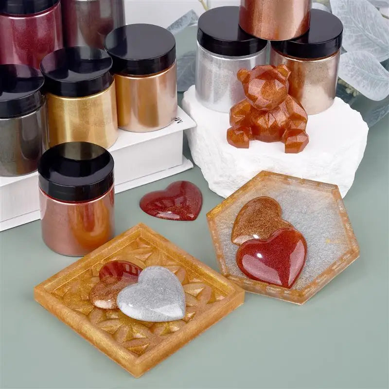 50g Shimmer Metallic Gold Silver Color Pigment Pearlescent Colorant Pearl Pigment Dye UV Resin Epoxy Colour Jewelry Making Good Vibrations