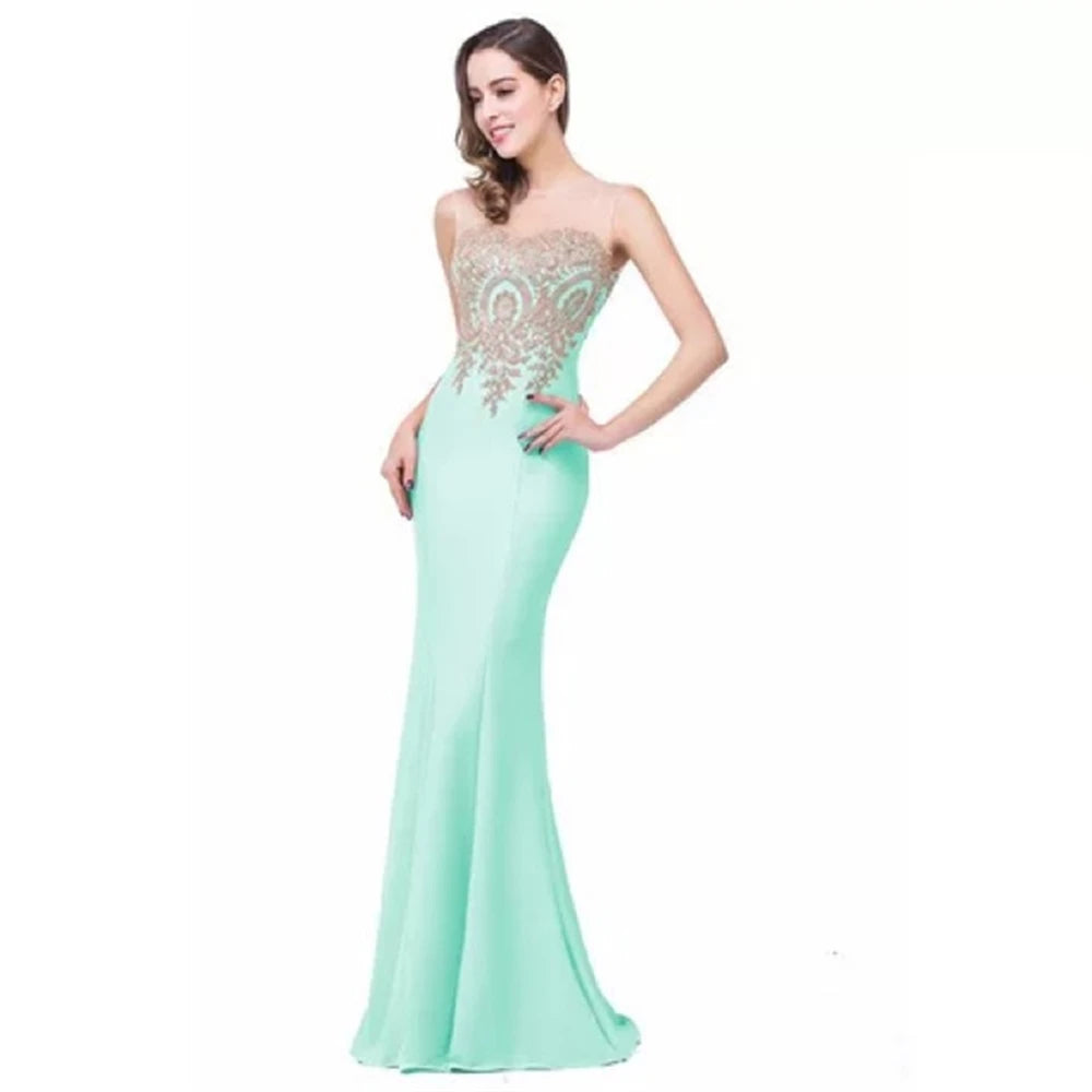 Mint Green Bridesmaid Dresses Mermaid Lace Applique Mesh Neck Backless Evening Formaol Party Prom Gown For Bride Vestido De Gala Good Vibrations