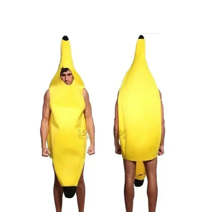 Halloween Banana Costume Funny Couple Outfit for Adults and Kids Fruit Vegetable Cosplay Fancy Dress for Carnival Party Decor Good Vibrations