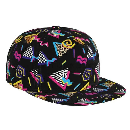 Retro 80s 90s Flat Bill Hat Unisex Snapback Baseball Cap Hip Hop Style Flat Visor Blank Adjustable Black Good Vibrations