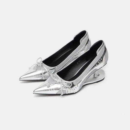 Women's High Heels Bow Mary Jane Shoes New Designer Shallow Single Shoes Non-Slip Women Casual Shoes Slip on Pointed Toe Pumps Good Vibrations