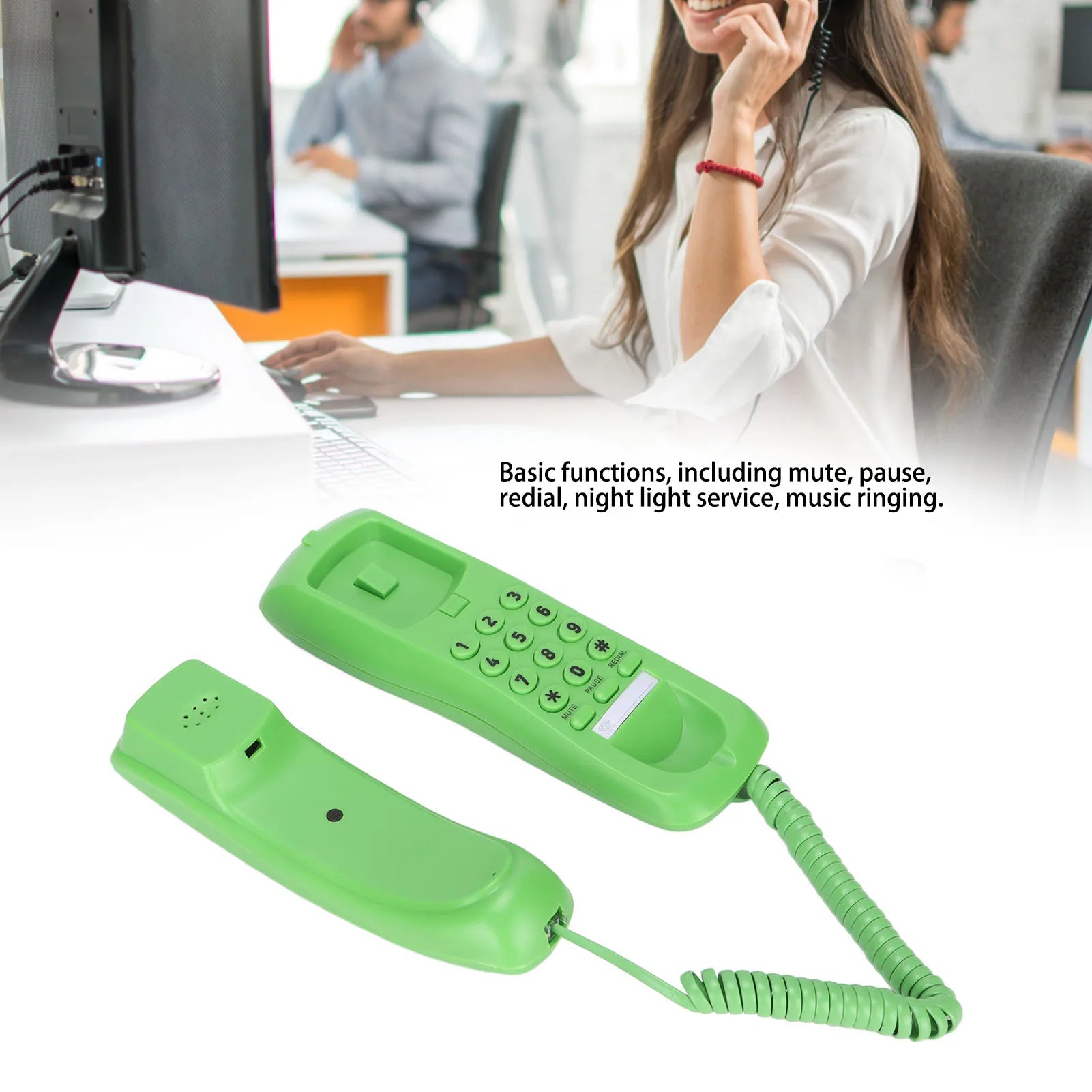 Landline Phone Wall Mountable Telephone Desktop Fixed Wired Phones with Mute Pause Function for Office Home Hotel Phone Good Vibrations