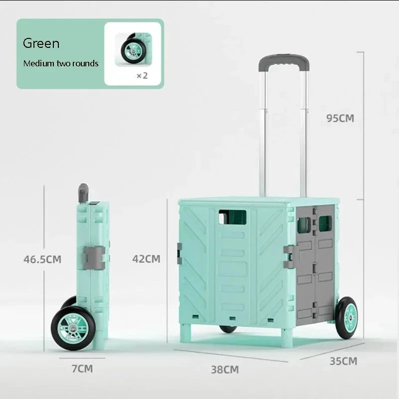 Home Supplies Trolley Shopping Storage Containers Folding Cart Plastic Shopping Cart Vehicle Mounted Storage Box Bag On Wheels Good Vibrations