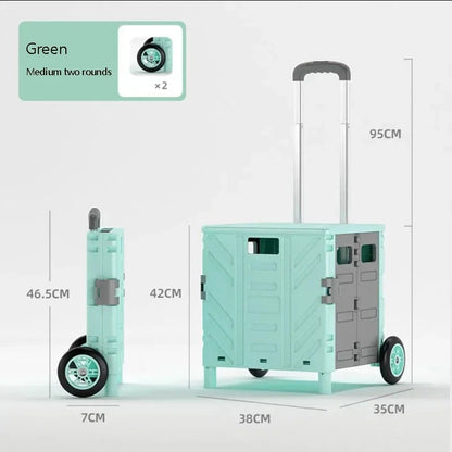 Home Supplies Trolley Shopping Storage Containers Folding Cart Plastic Shopping Cart Vehicle Mounted Storage Box Bag On Wheels Good Vibrations