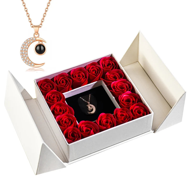 Gifts for Women Jewelry Pendant Necklace /w Soap Eternal Rose Gift Box Mother's Day Necklace Jewelry Wedding Anniversary Gifts Good Vibrations