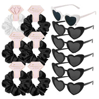 12/6pcs Wedding Bridesmaid Gifts Bridesmaid Hair Ties Scrunchies Heart Shaped Sunglasses Bachelorette Hen Party Bridal Favors Good Vibrations