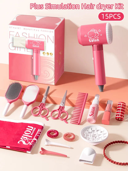 Kids Make Up Toys Simulation Haircut Kit Children's Hair dryer Role Playing Game Educational Toys For Girls Pretend Play Gifts Good Vibrations