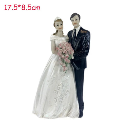 1PC Couple Figurines Miniatures Bride and Groom Cake Toppers Dolls Valentine's Day Wedding Anniversary Cake Decoration Supplies Good Vibrations