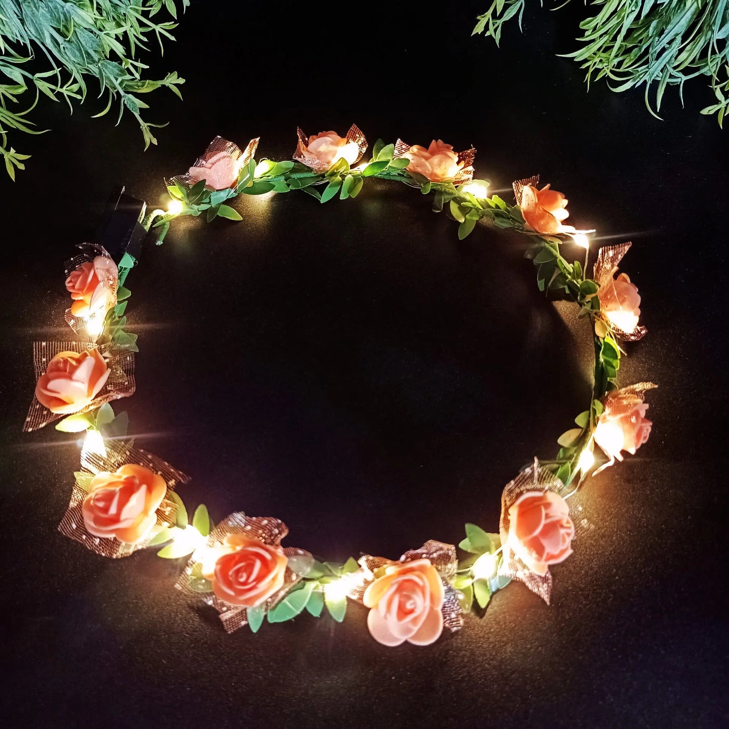 Wedding Party Crown Glowing Flower Headband LED Light Wreath Garland Decoration Women Girl Birthday Favor Luminous Hairband Good Vibrations
