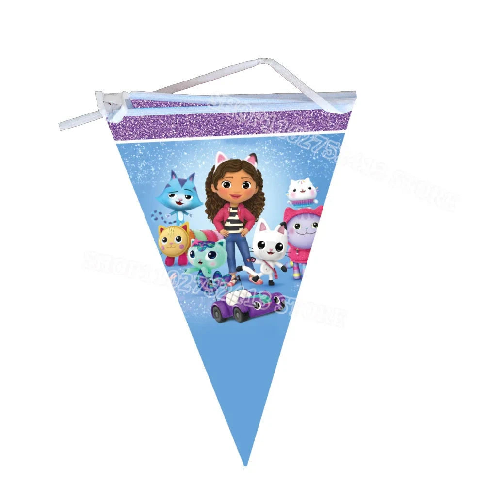 Gabby Dollhouse Birthday Party Supplies Kids Disposable Tableware Backdrop Cake Decoration Girl Baby Shower Numbers Balloon Gift Good Vibrations