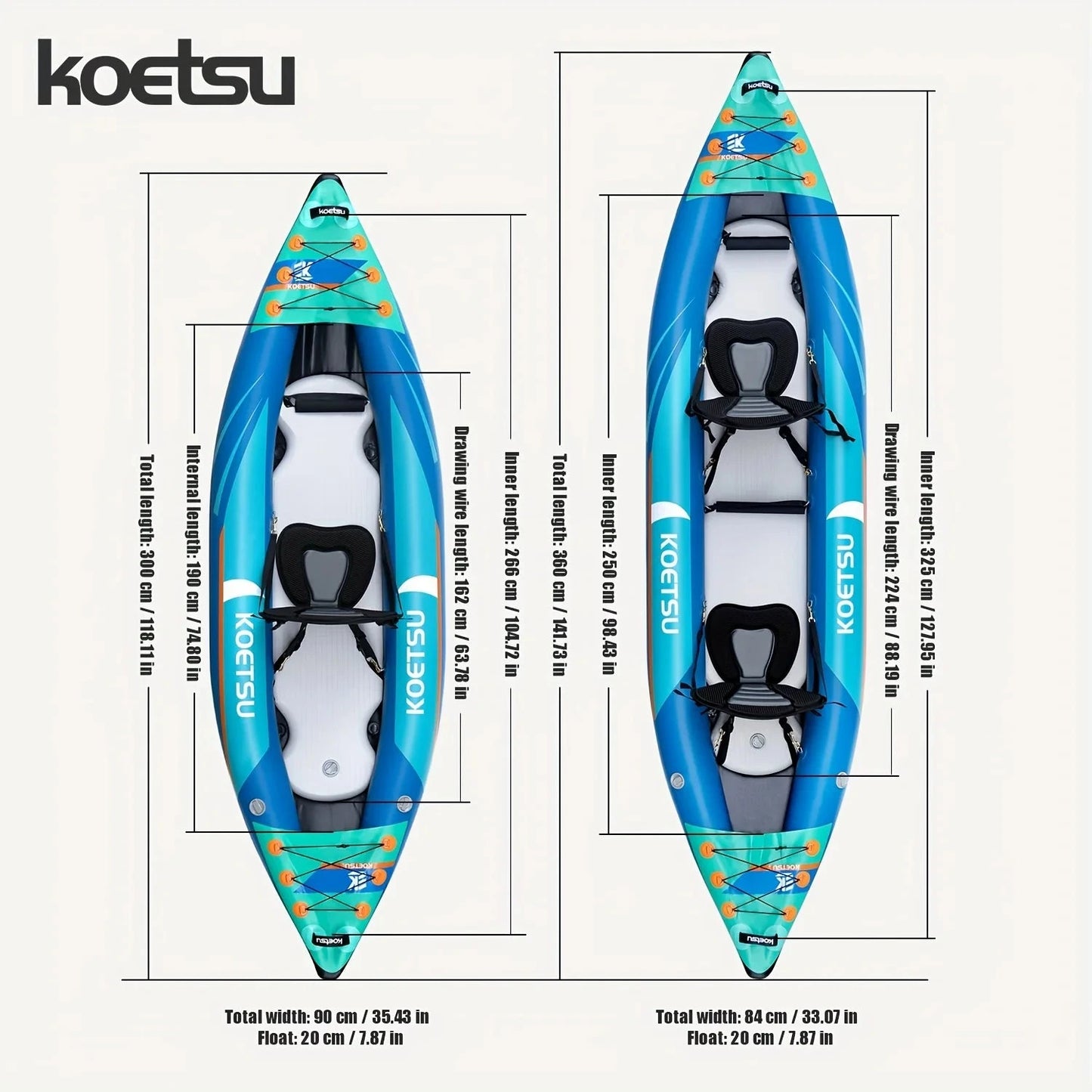 KOETSU P03 brushed inflatable kayak single and double inflatable boat,suitable for water outdoor activities, sports, fishing Good Vibrations
