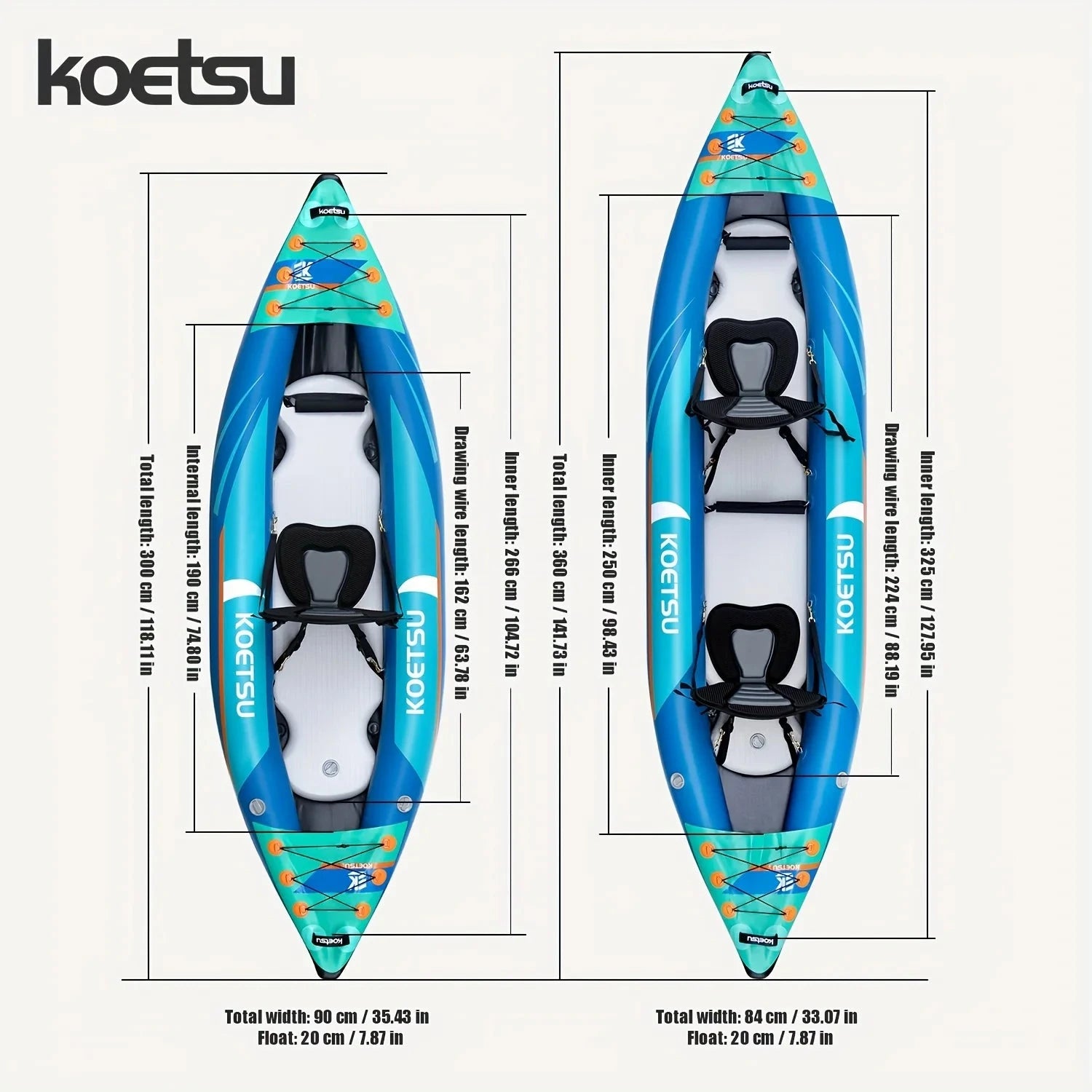 KOETSU P03 brushed inflatable kayak single and double inflatable boat,suitable for water outdoor activities, sports, fishing Good Vibrations