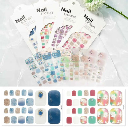 Nail Polish Film Toenail Stickers Solid Color Glitter Toe Nail Art Sticker DIY Waterproof Adhesive Nail Wraps Decals Decors Good Vibrations