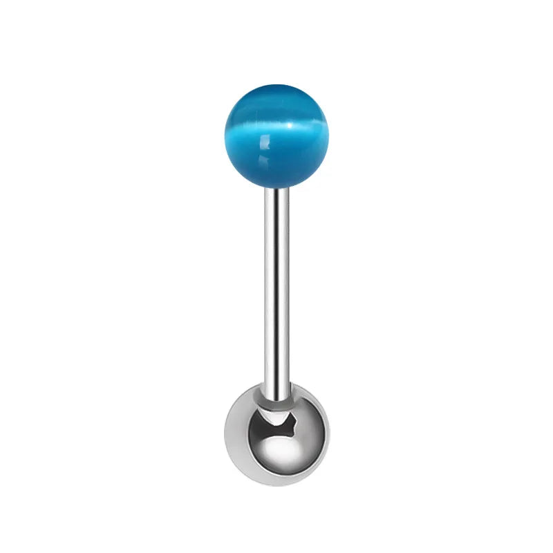 Surgical Steel Tongue Rings for Women Charming Opal Stone Tongue Barbells Piercing Body Jewelry 14g Good Vibrations