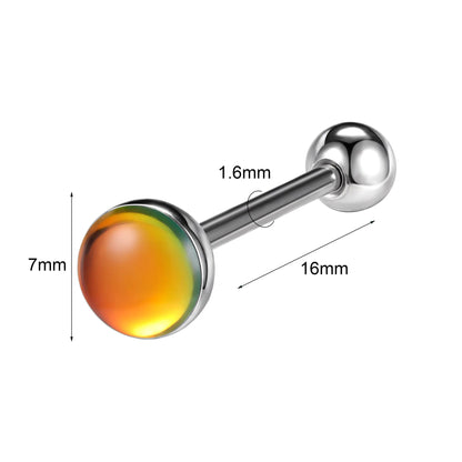 ZS 1Piece 14G Oil Luminescence Tongue Piercing Rings Stainless Steel Tongue Stud Skull Star Studs Earrings BCR Piercings Jewelry Good Vibrations Adult Super Store