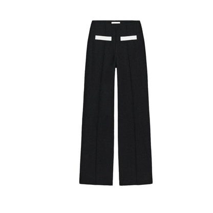 Women's Faion Set Casual Sle round Ne ort Sve Coat And High Waist Pants Elastic Waist Color Blo Pearl Woolen Jaet Good Vibrations