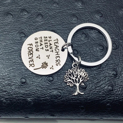 New Teacher Appreciation Gift Keychain Pendant  Graduation Key Chains Keyrings Gift Teachers Plant Seeds That Grow Forever Good Vibrations