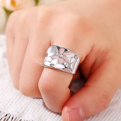2026 Aesthetic Enamel Flower Finger Ring for Women Wedding Party New 2026  Silver Color Luxury Cubic Zirconia Jewelry Gift Good Vibrations