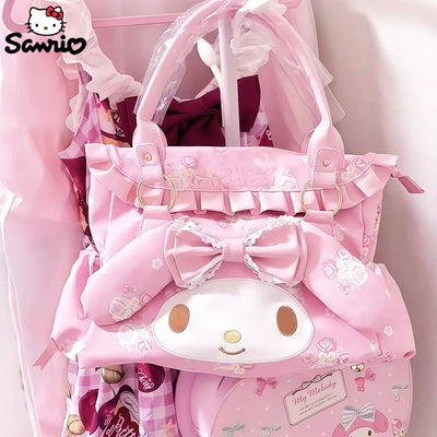 Sanrio Cute My Melody Shoulder Bag Large Capacity Travel Handheld Portable Casual Commuter Crossbody Bag Anime Surrounding Girls