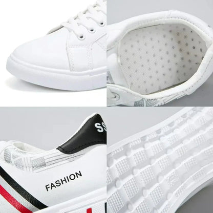 Men's Sneakers White Casual Shoes Lightweight Breathable Flats Fashion Lace-up Vulcanized Shoes Non Slip Outdoor Men Shoes Tenis Good Vibrations