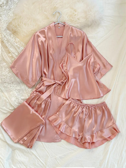 Women's Daily Multi Piece Pajama Set Exquisite Design Loungewear Set Comfortable Homewear for Multi Scenes Good Vibrations