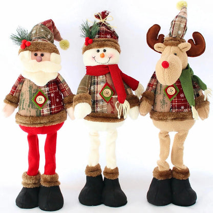 Christmas Santa Snowman-Reindeer Christmas Decoration 2024 Leg Table Mantel Decoration Plush Dolls Christmas Gifts for Kids Baby Good Vibrations