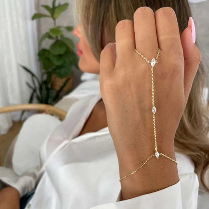 2025 Party Bohemia Rhombus Crystal Bracelet Hand Jewelry for Women Simple Thin Chain Finger Bracelet Jewelry Accessories Gift Good Vibrations