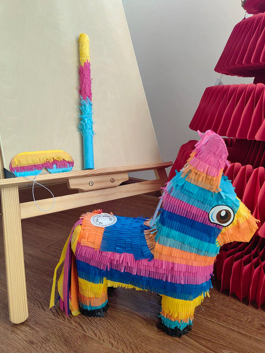 1Set/BOX  With Stick and Blindfold Donkey Pinata Fiesta Donkey Pinata Bundle Mexican Pinata Rainbow Donkey Pinata for Birthday, Good Vibrations
