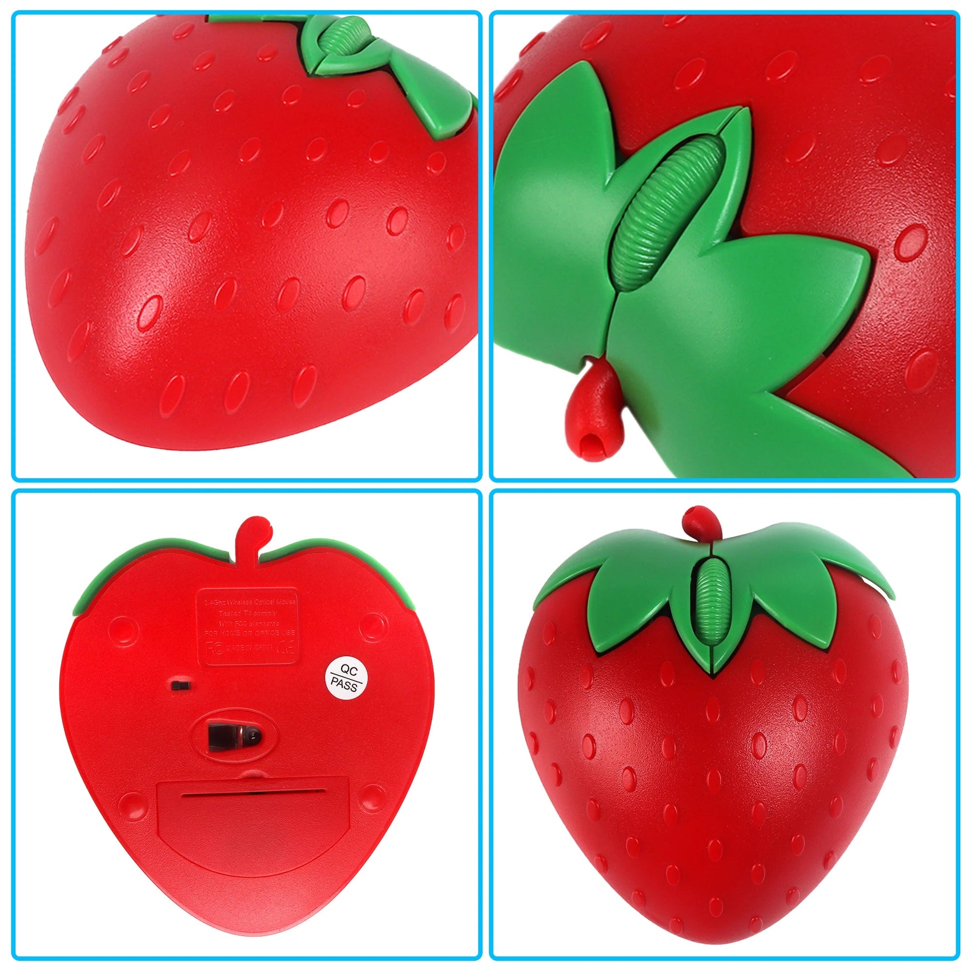 Wireless Cute Mouse 2.4G Bluetooth Dual-mode Strawberry Appearance Mute Button Light Weight Portable Office Use Gift For Girl Good Vibrations