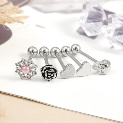 14G Stainless Steel Tongue Rings Straight Barbells Heart Shape Skull Shape Rose Shape Tongue Piercing Jewelry Good Vibrations Adult Super Store