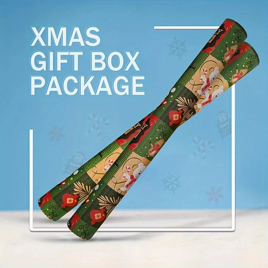 Christmas Wrapping Paper Roll - Festive Kraft Paper with Snowflake, Tree, and Ornament Patterns, Ideal for Holiday Gift Wrapping Good Vibrations