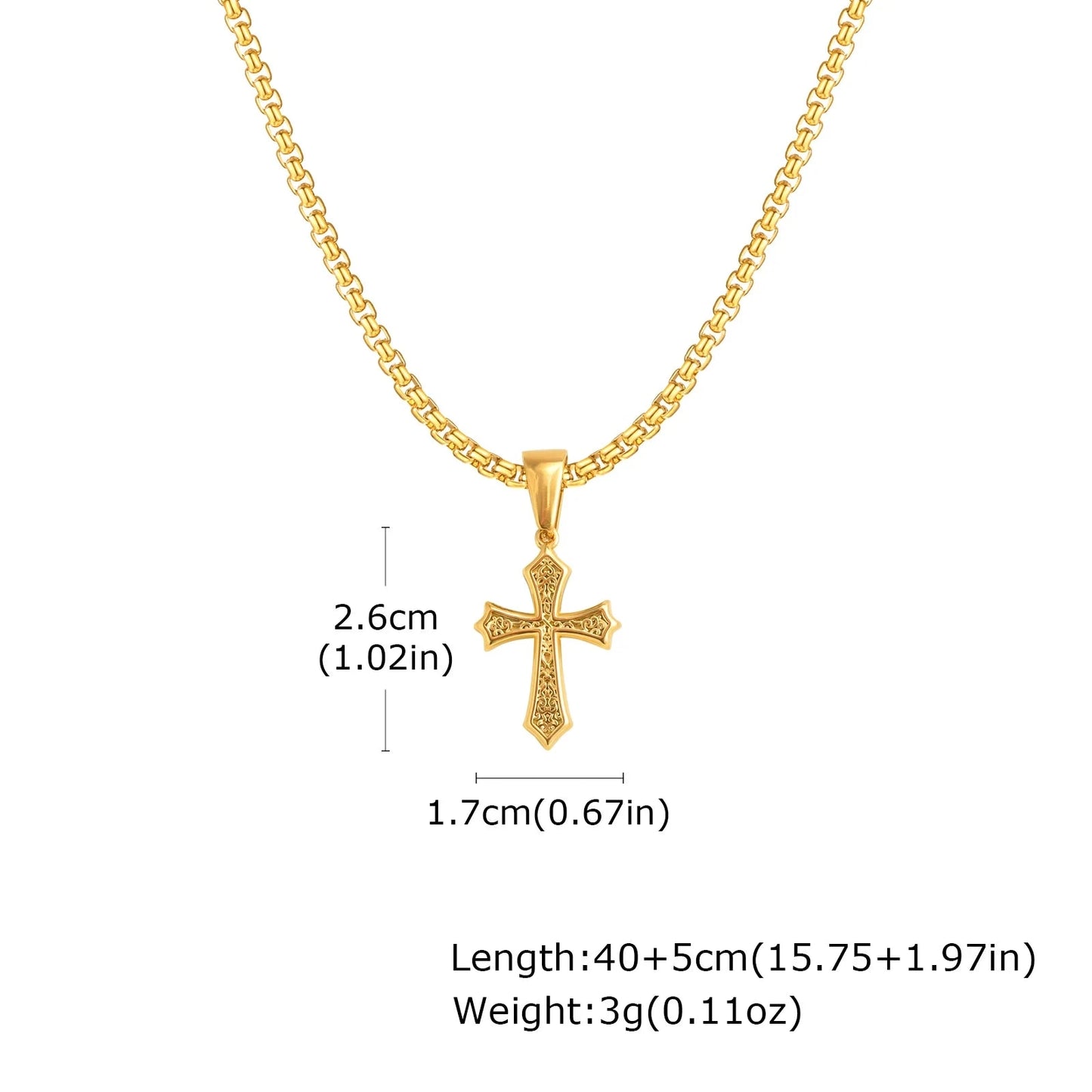 Hip Hop Cross Necklace for Men Women,50/55/60cm Stainless Steel Chic Cross Pendant,Christian Classic Jewelry Gifts Good Vibrations